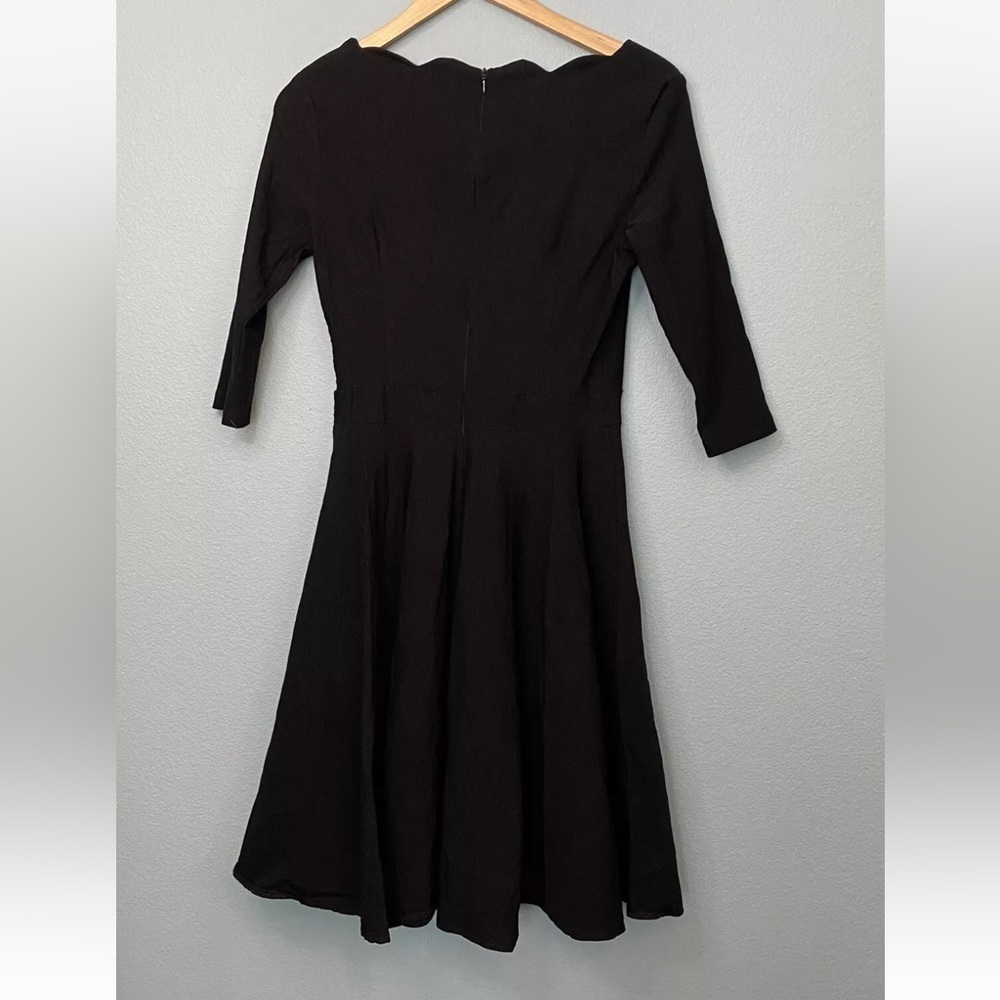Ouges Black Scallop Neck 3/4 Length Sleeved Dress… - image 2